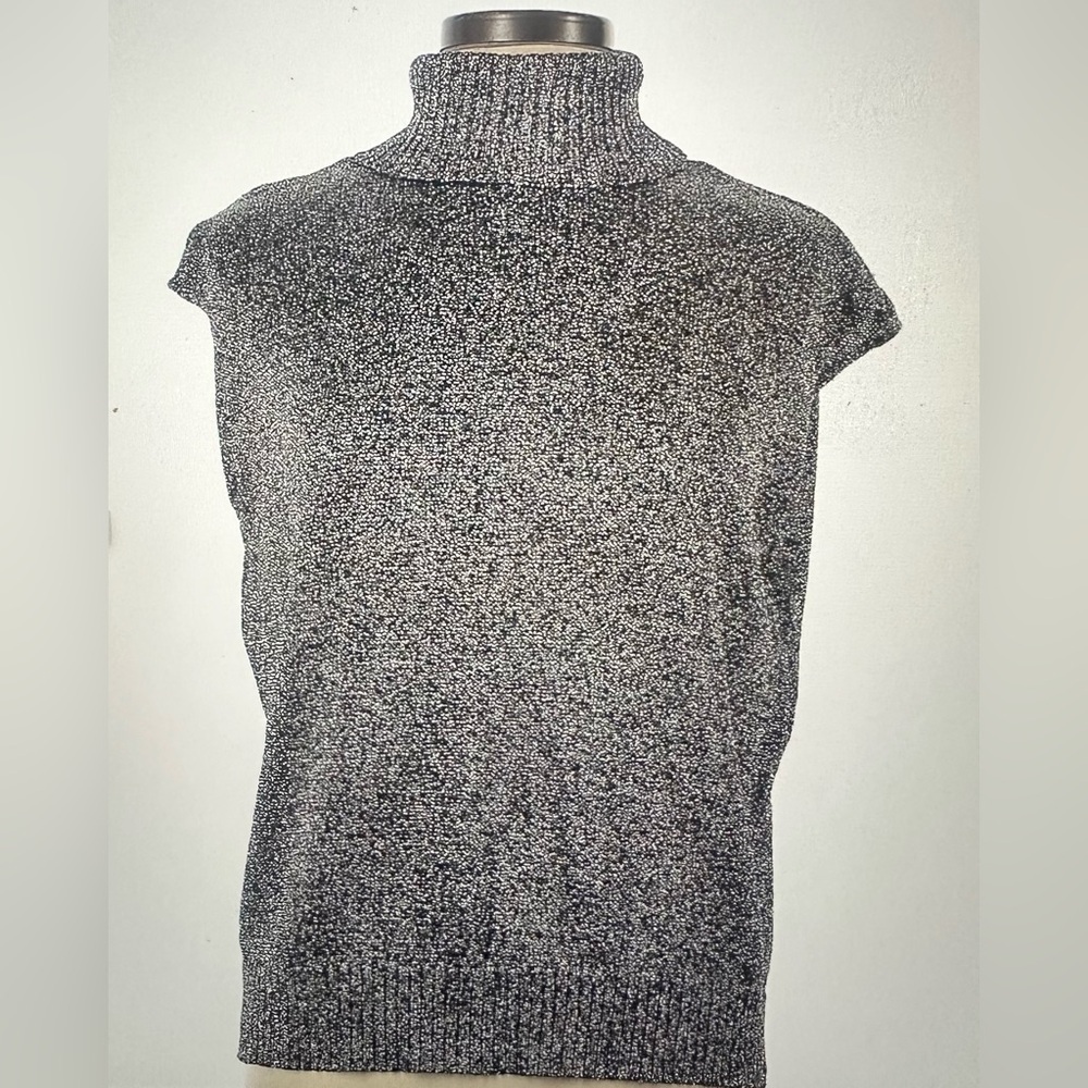 Clifford and Wills Vintage Sleeveless Turtleneck Black and Silver Size Large